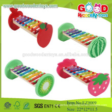 EZ9009 2015Hot Selling Musical Kinder Holzspielzeug, Obst-Design Xylophone Baby Musical Holzspielzeug, Holz Musik Instrument